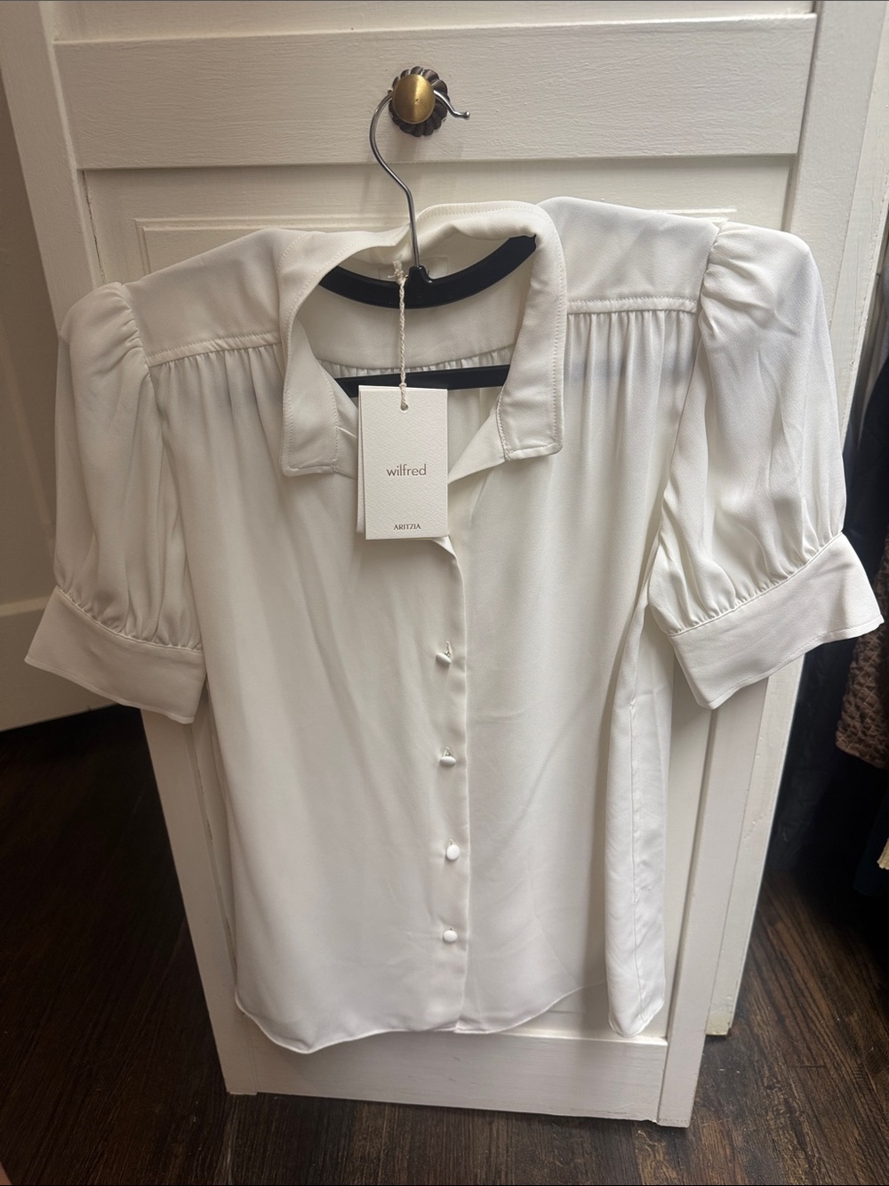 Wilfred Cream Puff Sleeve Button-Down Blouse
